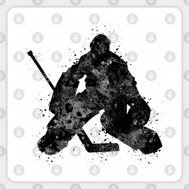 Ice Hockey Boy Goalie Black and White Silhouette Sticker by LotusGifts